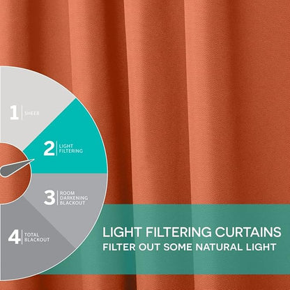 Exclusive Home Cabana Solid Indoor/Outdoor Light Filtering Hook-and-Loop Tab Top Curtain Panel Pair, 54"x120", Mecca Orange