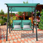 Porch Swing, 2-Person Green with Steel Frame and Adjustable Canopy
