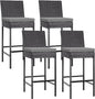 VIVOHOME Outdoor Wicker Barstool 4 Packs, Bar Chairs PE Rattan Materail, Patio Stools with Cushions, Black