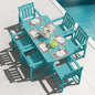 HDPE Outdoor Dining Set, Patio Table and Chairs Set, All-Weather 7-Piece Outside Table and 6 Chairs, 2" Umbrella Hole, Outdoor Furniture for Garden, Poolside, Backyard, Deck | Lake Blue