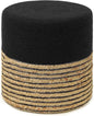 REDEARTH · Cylindrical Pouf Ottoman - Braided Pouffe Accent Sitting Round Footrest for Living Room, Bedroom, Nursery, kidsroom, Patio, Gym; 70% Cotton 30% Jute, (14.5X14.5X16; Black Natural)