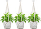 Macrame Plant Hanger, Fits 4-13 Inch Pots, Boho Hanging Plant Holder for Indoor Outdoor, 35 Inch, Set of 3, White (No Flowerpot)