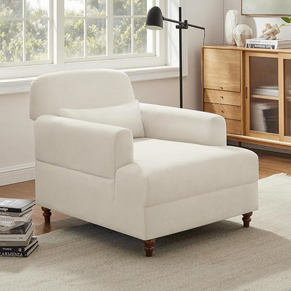 Oversized Chaise Lounge Accent Chair, Cloud Fluffy Chaise Sofa Recliner with Adjustable Backrest, Comfy Upholstered Sleeper Couch Bed, Modern Deep Seat Reading Armchair for Living Room, Movie, Bedroom