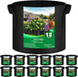 12-Pack 10 Gallon Thickened Non-Woven Grow Bags, Aeration Fabric Pots with Handles
