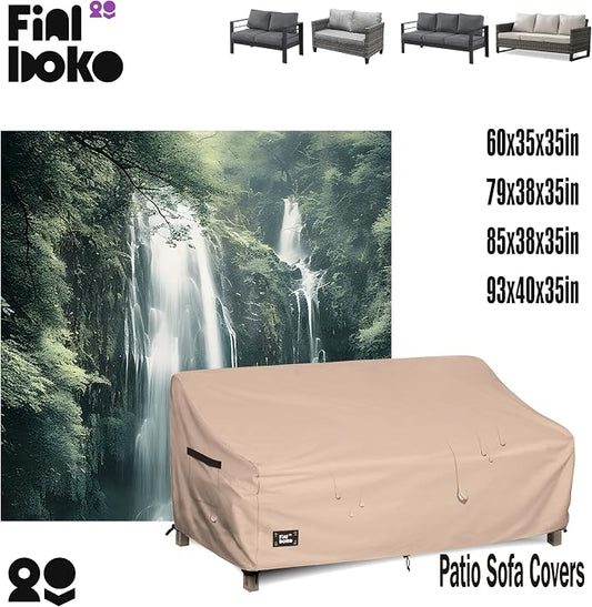 Sofa Cover for 3-Seater Outdoor Couch, Light Brown Oxford Fabric