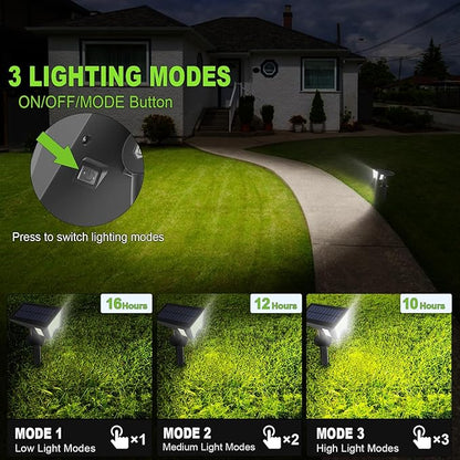 Solar Spot Lights Outdoor Waterproof IP67, Solar Powered Lights Outdoor with 53 LED & 3 Modes, Landscape Spotlight Wall Light for Garden Yard Pathway Driveway 4 Pack (Cool White)