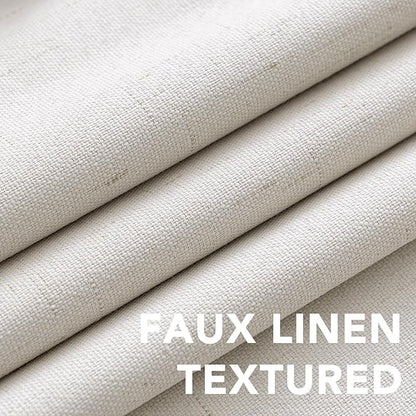 H.VERSAILTEX Primitive Linen Curtains 100% Blackout Curtain Drapes Burlap Fabric Curtains with White Thermal Insulated Liner, Grommet Top Drapes Living Room/Bedroom (2 Panels, 42 x 45 Inch, Ivory)