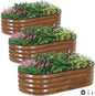 INNO STAGE 3Pcs Galvanized Raised Garden Bed Kit, Outdoor Metal Raised Garden Beds for Vegetables, Rust-Resistant & Easy Assembly, 4x2x1ft Oval Raised beds for Gardening, Flowers, Herbs (CoatedGrain)