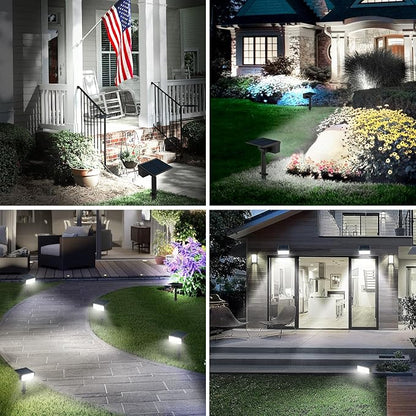 T-SUN Solar Spot Lights Outdoor, 8 Pack 49LED Landscape Spotlights, 2 Lighting Modes Auto ON/Off Solar Lights for Trees, Garden, Yard, Pathway, Driveway(White)
