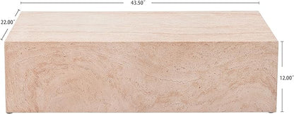 Christopher Knight Home Jorine 43.5" Outdoor Rectangular Coffee Table, Lightweight Concrete Coffee Table, Natural Texture Side Footstool, Spacious Tabletop Display, No Assembly Required, Natural