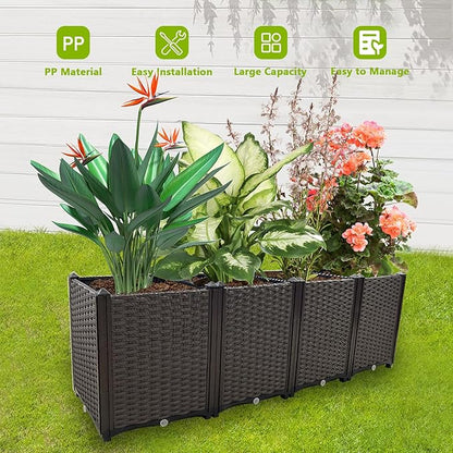 Large Planters for Outdoor Plants pots Elevated Garden Boxes Raised Garden Bed Garden Patio Balcony Deck to Planting Flowers Vegetables Tomato and Herbs