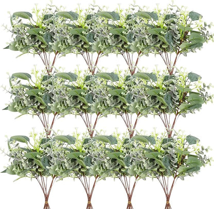 Faux Eucalyptus Greenery Stems, Green Silver Dollar Style, 120 Count