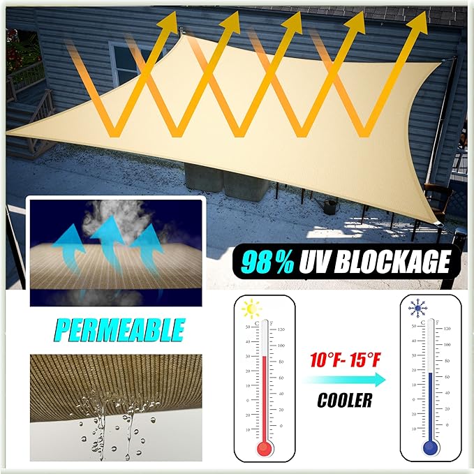 Amgo 12' x 12' x 17' Grey Right Triangle Sun Shade Sail UPF50+ Canopy Awning AGSLT, 95% UV Blockage, Water & Air Permeable, 200GSM Heavy Duty Commercial and Residential (We Make Custom Sizes)