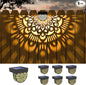 6 Pack Solar Fence Lights Outdoor Wall Lights Black Plastic Solar Powered Deck Step Stair Lights Mandala Theme Waterproof Fence Solar Light for Garden Post Patio Backyard Yard Decor