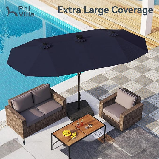 Patio Umbrella with Solar-Powered 120 PCS LED Color-Changing, 13ft