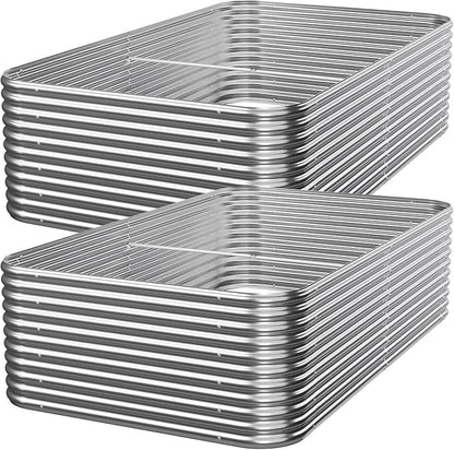 2 PCS Tall 6x3x1.5ft Galvanized Raised Garden Bed Outdoor, Metal Garden Bed for Vegetables, Above Ground Garden Box for Flower, Steel Raised Beds for Gardening