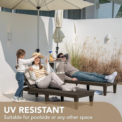 Devoko Outdoor Chaise Lounge Chair Set of 2 for Outside Pool Patio, Adjustable Waterproof Easy Assembly Chaise Lounge Outdoor (Deep Brown, Set of 2)