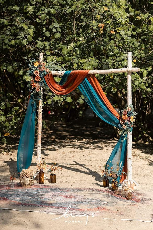 Artificial Wedding Arch Flower Set, Teal and Burnt Orange, 4 Pieces