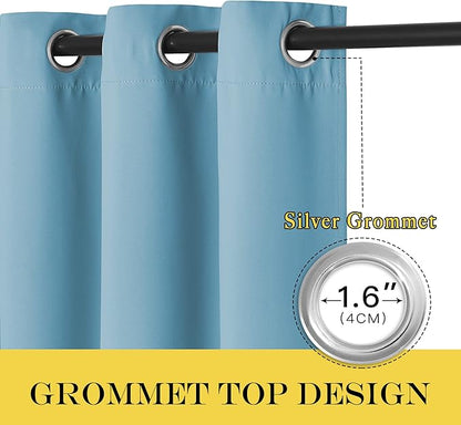 NICETOWN Blackout Sliding Door Curtains 84 Inch Length, Extra Wide Room Divider Grommet Energy Saving Thermal Insulated Curtain for Patio Door Window(W80 x L84, 1 Panel, Teal Blue)