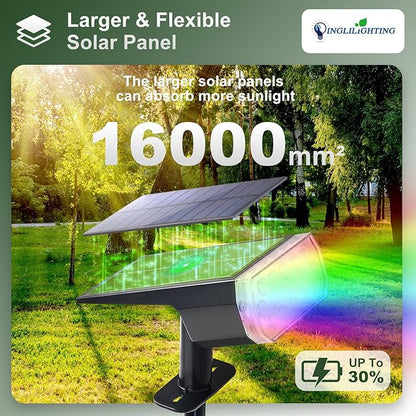DINGLILIGHTING Solar Lights Outdoor Waterproof: IP65 Led Spot Light Decorations for Garden Yard - Multicolor RGB Solar Powered for Halloween Christmas - Dust to Dawn Uplighting Landscape Pathway 4PC