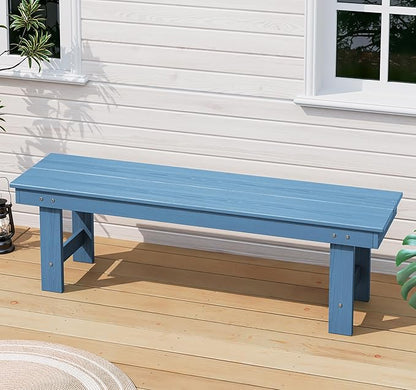 SERWALL 2-Person Outdoor Bench Backless, HDPE Outdoor Benches Weatherproof, 700 Lbs Weight Capacity, Poly Lumber Patio Furniture for Garden, Porch and Park, Navy, 2 Pack