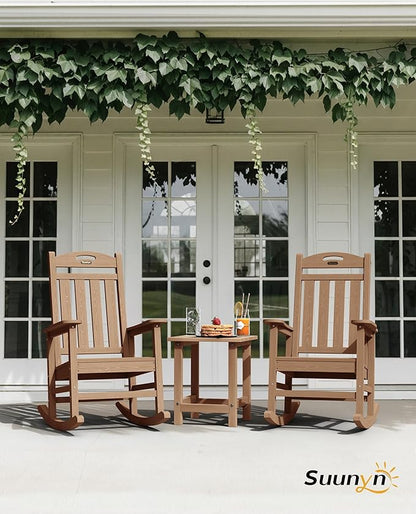 Teak Outdoor Rocking Chair, HDPE, 380 lb Capacity