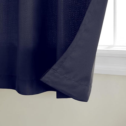 TOWN & COUNTRY BASICS Cabana Solid Heavyweight Indoor Outdoor Curtains, Light Filtering Opacity with Grommet Top, Water Repellent, 2-Pack Set, 54"x120", Dark Navy