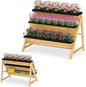 Giantex 3-Tier Vertical Raised Garden Bed, Wood Elevated Planter Box with Legs, Storage Shelf, Liners for Growing Vegetables Herbs Flowers, Indoor Outdoor Freestanding Raised Bed for Patio (Natural)