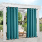 NICETOWN 2 Panels Peacock Teal Outdoor Curtains for Patio Waterproof, Rustproof Grommet Top & Bottom Thermal Insulated Keep Rain Out Blackout Weighted Wind Break Drapes for Pergola, W52 x L108