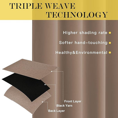 NICETOWN Blackout Curtains for Sliding Glass Door Room Divider Noise Reduce Curtain Panel Portable Window Screen Sliding Partition, W100 x L102 inches, 1 Panel, Cappuccino