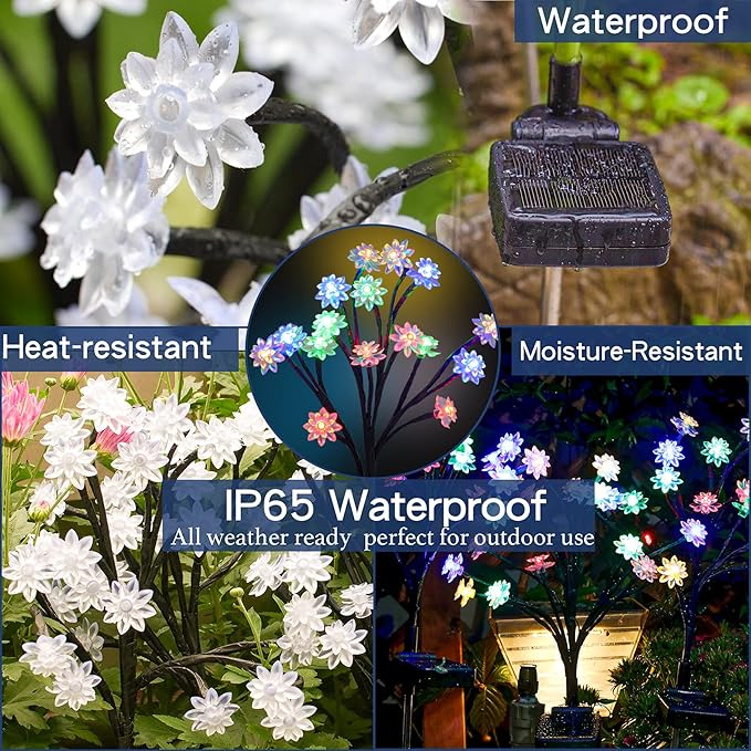 TONULAX Solar Garden Lights - Upgraded Landscape Tree Lights with Larger Solar Capacity, Decorative Light Outdoor for Pathway, Patio, Front Yard Decoration(2 Pack)