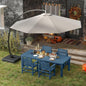 5-Piece Navy Blue Outdoor Dining Set with White 11FT Large Patio Umbrella, 75.2'' HDPE Table & Chairs for 8, Weather-Resistant Furniture with Umbrella Hole for Patio, Lawn, Poolside
