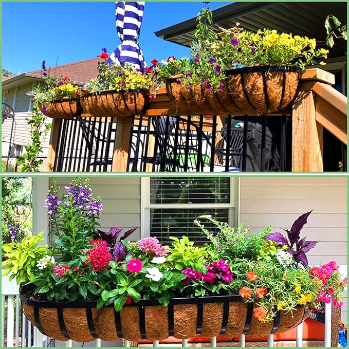 Coco Liners for Planters - 2 Pack 24 Inch Trough Coconut Liners for Planters, Window Box Coco Liners, 100% Natural Coconut Fiber Liners for Wall Hanging Basket, Window Box, Fence Baskets