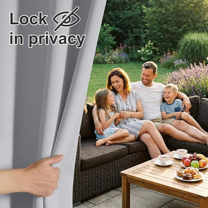 RYB HOME Outdoor Curtains for Patio Waterproof Block Sunlight Thermal Insulated Privacy Assured Thick Outside Curtains for Pergola, Deck, Gazebo, W52 x L90, Light Grey, 1 Panel