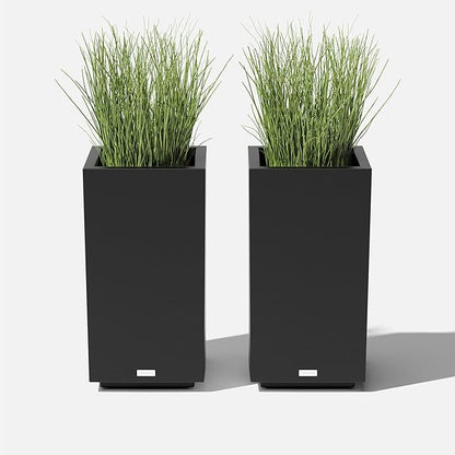 Veradek Block Series Pedestal Planter - Tall Planter for Indoor or Outdoor Front Porch | All-Weather Use with Removable Insert Bucket | Modern Décor for Flowers, Tall Trees, Faux Plants