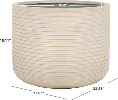 SAFAVIEH Outdoor Collection Nardo Beige Cement Ficonstone Planter Pot