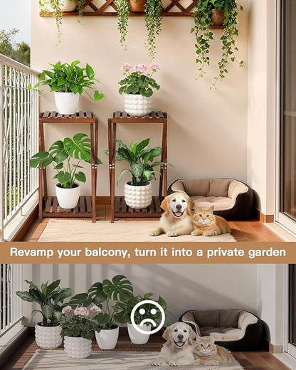 Tall Plant Stand Indoor, Wooden 2 Tier Plant Shelf for Multiple Plants,Corner Square Plant Display Rack,65in Flower Potted Stand for Living Room Balcony Bedroom Office
