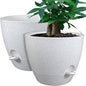 12inch 2Pack Large Self Watering Planters, Plastic Plant Pots with 60oZ Removable Deep Reservoir and Multi Mesh Drainage Holes for Indoor Outdoor Garden Plants and Flowers, White Speckles