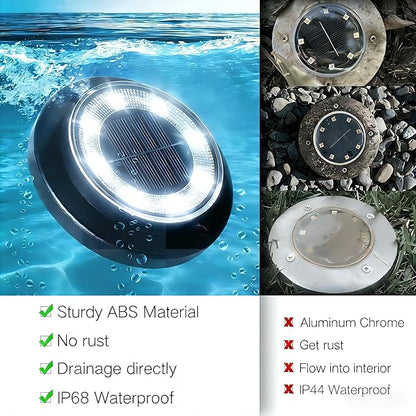 Flacchi Solar Lights Outdoor - Solar Powered Ground Lights Outdoor Solar Disk Light Waterproof Landscape Light for Patio Yard Pathway Walkway Driveway (Cool White, 12 Pack)