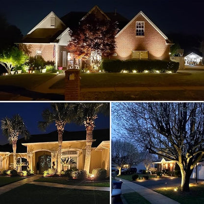 Romwish 120V LED Landscape Spotlights, 10W Outdoor Spotlights for Yard, 3000K Warm White, 120V AC Spot Light with Ground Spike, Waterproof Landscape Lighting for House Garden Lawn Decorative - 2 Pack
