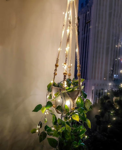 Comtelek 2 Packs Fake Hanging Plant with Pots for Home Decor Artificial Hanging Basket Plants Macrame Plant Hanger with Faux Vines Greenery for Bedroom Bathroom Room Wall Boho Decor Indoor Outdoor