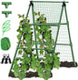 A-Frame Metal Garden Trellis Set for Raised Bed for Climbing Plants Outdoor-Detachable Cucumber Climbing Trellis with Net Clips-Garden for Cucumber Flowers Vegetables