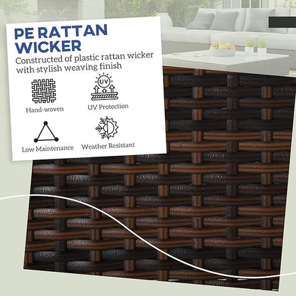 Outsunny 2 Pieces Outdoor Patio Ottomans, All Weather Wicker Outdoor Footstools with Removable Cushions, 3-in-1 PE Rattan Ottoman Seat, Footrest and Side Table for Backyard, Poolside, Gray