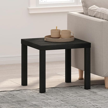 Furinno Classic Coffee Table, Square Modern Coffee Table with Triple Thick Tabletop, Simple Side Table with 4 Legs, for Living Room, Bedroom, Home Office, Black