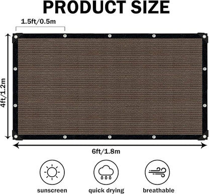 Mocha Sun Shade Cloth,Pergola Shade Cover with Reinforced Grommets,90% Shade Fabric Fence Privacy Screen Balcony,Pergola Shade Cover Canopy Garden Carport Porch Deck Patio Shade Cover,4x6FT