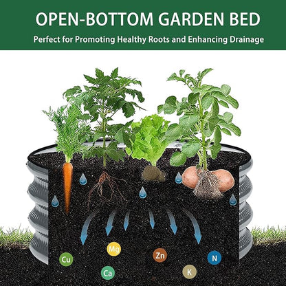 2 Pcs 2x2X1 ft Metal Galvanized Round Raised Garden Bed Kit Outdoor, Cream White Planter Garden Bed, Raised Box for Vegetables, Fruits, Flowers & Herbs