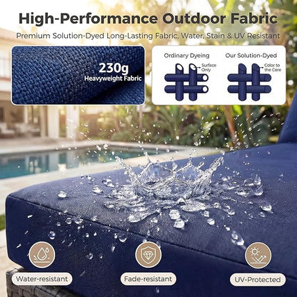 NICESOUL Outdoor Sofa Set of 8, Deep Seating Extra Large Patio Conversation Set, 29.3'' High Back Modern Luxury Wicker Modular Sectional for Backyard Lawn Deck Garden, 2 Color Cushions Navy & Gray