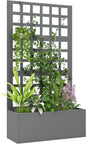 Outsunny Galvanized Raised Garden Bed with Trellis, Metal Planter Box with Drainage Holes, Outdoor Privacy Screen for Climbing Plants, Vegetable, Vines, 24" x 9" x 44.5", Gray