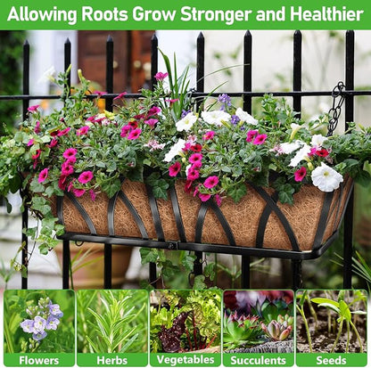 Riare 2 Pack 24 Inch Rectangle Coconut Liners for Planters, Natural Coconut Fiber Planter Liners, Window Box Liner Trough Coco Liner for Outdoor Flower, Garden Wall, Deck & Fence Planter Boxes