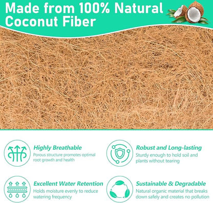 Riare 4 Pack 36 Inch Rectangle Coconut Liners for Planters, Natural Coconut Fiber Planter Liners, Window Box Liner Trough Coco Liner for Outdoor Flower, Garden Wall, Deck & Fence Planter Boxes